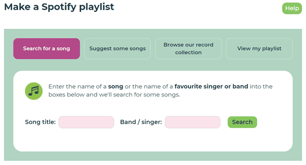 Screenshot of our updated playlist maker