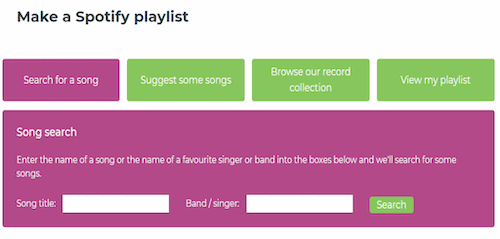 Screenshot of our test playlist maker